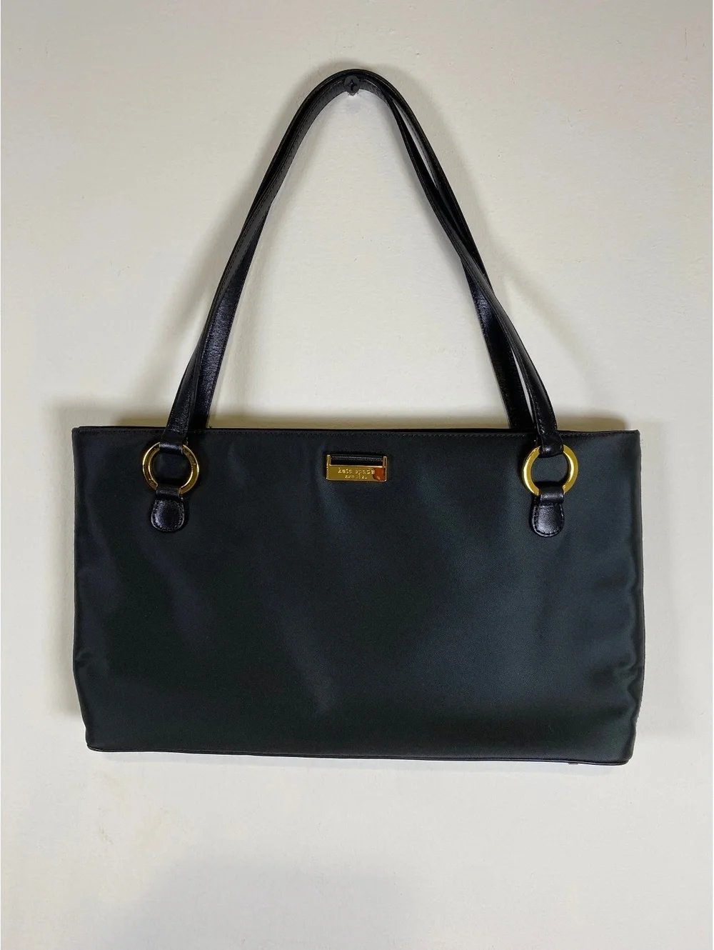 Vintage Kate Spade New York Black Nylon and Leather Shoulder Bag
